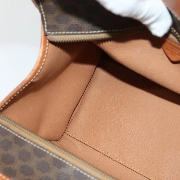 CELINE Macadam Canvas Hand Bag PVC Leather Brown Gold Auth 122440 - Picture 12 of 16